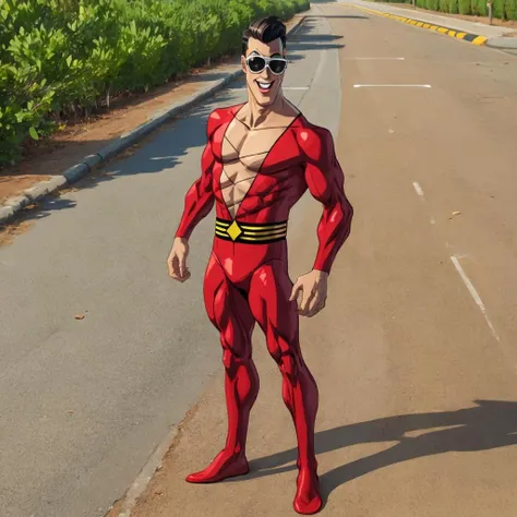 best quality, 4k, <lora:plasticman:0.8>, plastic man, full body, silly, funny, goofy,