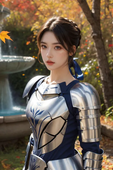 <lora:TarathaEpona-000015:0.6>, <lora:koreandolllikenessV20_v20:0.6>, TarathaEpona, TarathaEpona\(full armor\), 8k, (masterpiece), (best quality), ultra high res, extreme detail, (photorealistic:1.4), realistic, 1 girl, solo, detailed face, detached collar, collar pins, shoulder armor, arm armor, blue capelet, flying lion ornament, small shield, book, waist chain, badge, breasts, white dress, strapless dress, see-through, blue ribbon, cleavage, blue eyes, black hair, large breasts, tree, sky, day, outdoors, wooden fence, spa, onsen, steam, looking at view, upper body, white boots, from behind, sideboob, back, ass, looking away,