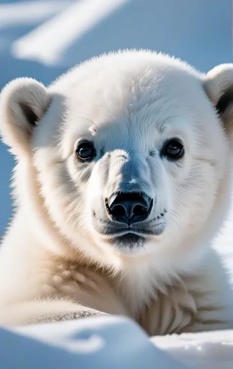 (extremely detailed 8k wallpaper),A mid shot photo of a Polar Bear Cub, intricate, high detail, dramaticï¼