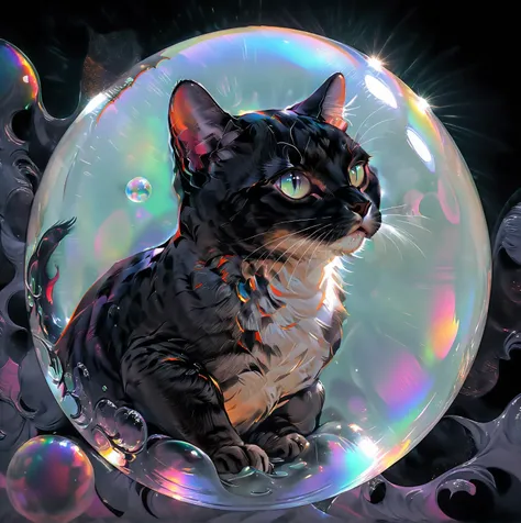 digioils style, a bubble containing a small cat inside, cool colours, abstract, black background, (SimplePositiveXLv2:1),<lora:Digital_Painterly_Oils_2-000012:1> , <lora:[XL]dark_fantasy_creature:1>