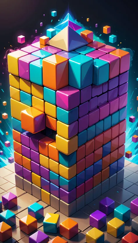 a colorful cube game with many colors, beautiful art uhd 4 k, brick wall, more, peak, phone background, best seller, message, headshot profile picture, 2070, tetris, instagram picture, mojang, pyramid background, colorful plastic, peter lloyd, explosion of color, iphone 15 background, episode, 3 2 x 3 2