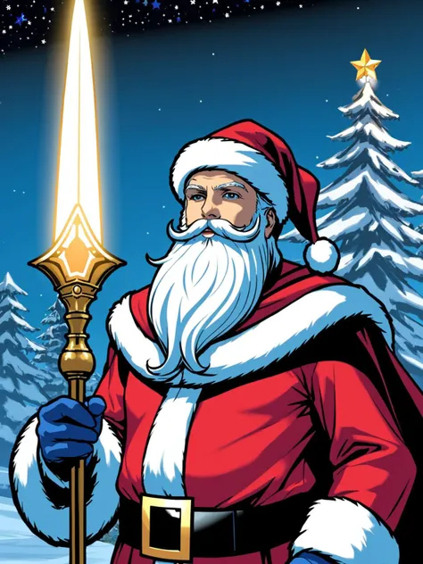comic 1man, AI Santa Overlord . graphic illustration, comic art, graphic novel art, vibrant, highly detailed