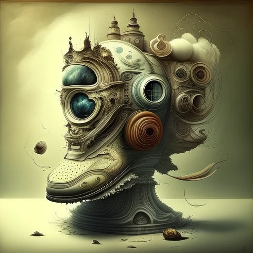 (surrealsteampunkai:0.5), <lora:ShoeAI-000009:1> (shoeai), a sneaker baroque style, powerful explosion