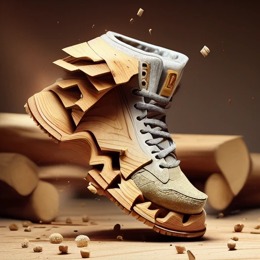 <lora:ShoeAI-000009:1> shoeai, sneakers, a shoe made out of wood, sawdust everywhere, powerful explosion