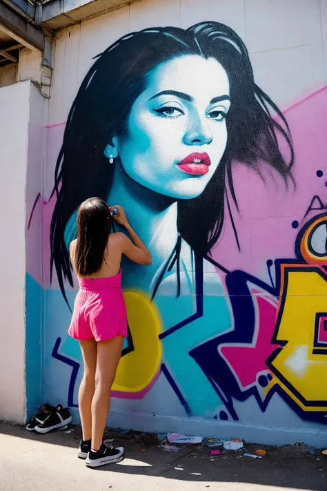Girl, Prostitute Wall Blue Sky Wall Grafity