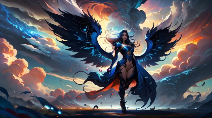 (masterpiece, best quality, fullscreen), [(full body:1.2)::0.1] portrait (photo of a [wind,cloud] [magical being:creature:0.2]:1.2), <lora:EYES shirome:0.4> shirome, (one Oversized eyes:1.1), (Ethereal:1.2), (Icarus Wings (enchanted wings made from wax and feathers):1), (very long white hair:[1.1:0.1:0.2]), {5::(Snake body shape:0.8), (Glowing head:0.8), (one huge Tentacles:0.9)|(human form with Tiger Teeth:1.1), <lora:CLOTHES EFFECT edgPhoenixGown:0.6> (edgPlume:1.1), <lora:MONSTER CuteCreatures:0.3> Cu73Cre4ture, (strong wind visible through ink cloud Turbulence :1.5), (background representing Ridge and Meadow:1.1), (Cobalt Blue Sunrise:1.2), <lora:EFFECT ragingstorm-nvwls-v1:0.3> ragingstorm, lightning, , , , (look at the viewer:1.3), , <lora:EFFECT Unleashed_V1.5_prunned:0.3>, <lora:QUALITY image enhancer extreme_v1:0.3>, <lora:QUALITY kkw-better-v1.0a:0.3>, <lora:QUALITY PotatEnhancer_V1_6:0.1>, <lora:BACKGROUND booscapes_v2:0.1>, (Full body Shot, Shallow Focus Shot, Low Angle Shot:[1.2:0.5:0.1]), heavily detailed, fairytale, (asymmetric composition:1.6), (sharp focus), , (no humans), (embedding:VIEW_Style-DoF), remely detailed, sharp focus, intricate, elegant, digital painting, artstation, matte, highly detailed, concept art, illustration, ambient lighting, art by Jonatan Iversen, Chris Foss, and Mohrbacher