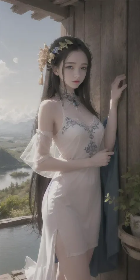 nsfw,(8k, RAW photo:1.2),best quality, ultra high res,dramatic angle,(fluttered detailed color splashs), (illustration),(((1 girl))),(long hair),(rain:0.9),(hair ornament:1.4),there is an ancient palace beside the girl,chinese clothes,(focus on), color Ink wash painting,(color splashing),colorful splashing,(((colorful))),(sketch:0.8), Masterpiece,best quality, beautifully painted,highly detailed,(denoising:0.6),[splash ink],((ink refraction)), (beautiful detailed sky),moon,highly,detaild,(masterpiece, best quality, extremely detailed CG unity 8k wallpaper,masterpiece, best quality, ultra-detailed),(Lycoris radiata), <lora:GuoFeng3_Fix-non-ema-bf16:0.8>, <lora:koreanDollLikeness_v15:0.3>
Negative prompt