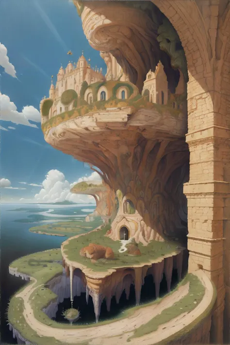 <lora:jacekyerkastyle:0.3>, Jacek Yerka style, surrealism, enchanted elysium, magical gardens, eternal bliss, realm of enchantment and harmony || <lora:jacekyerkastyle:0.3>, Jacek Yerka style, surrealism, masterpiece, 8k, high resolution, shallow depth of field, sharp focus