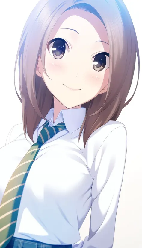 anime girl with long hair wearing a tie and white shirt