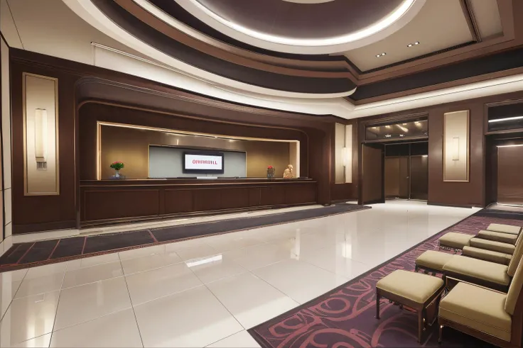 <lora:Kl4fke:1>,best quality,cushion,inside a hotel lobby,desk,tv advertisements,