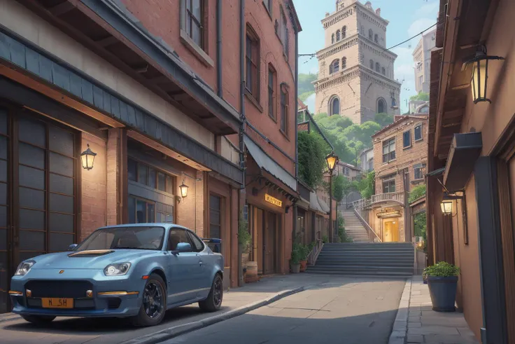 <lora:Kl4fke:1>,Kl4fke,best quality,stairs,cushion,tower,plant,bucket,dress,jeans,vehicle focus,lamp,alley,restaurant,water,sports car,