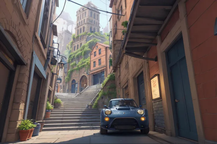 <lora:Kl4fke:1>,best quality,stairs,cushion,tower,plant,bucket,dress,jeans,vehicle focus,lamp,alley,restaurant,water,sports car,
