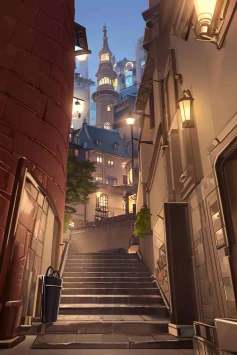 <lora:Kl4fke:1>,Kl4fke,stairs, cushion, tower, plant, bucket, dress, jeans, vehicle focus, lamp, alley, restaurant, water, sports car