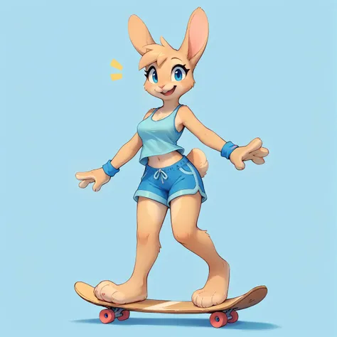 score_9, score_8_up, score_7_up
simple background
furry
1girl,solo
bunny,female,cute,medium breasts,light brown fur,rabbit paws,
blue eyes
(happy smile:1.2),
full body
tank top,blue shorts,navel,blue wristband, 4 fingers
(skateboarding:1.2)
<lora:Mila_Minx_4chanOC_v3:1> <lora:zaush v1 rank64 pony:1>