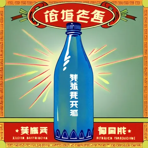 Blue and white porcelain style,Close-up of a bottle of mouthwash next to the box, detailled image, by Josetsu, hou china, kuang hong, in a medium full shot, 240p, inspired by Luo Mu, Detailed picture, Wow, baotou china, guangjian, Mu chain, Ancient sword, shui mo hua, from china, Me, Full view