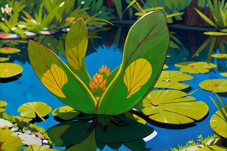 <lora:ghiblilora:0.7> Pond || masterpiece, 8k, high resolution, shallow depth of field, sharp focus