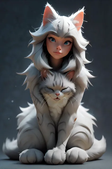 <lora:giantcats:0.7>, 1girl wearing viking armor, oversized grey cat, snowy mountain landscape, <clip:skip:2> || skin, hair, fur, masterpiece, 8k, high resolution, shallow depth of field, sharp focus