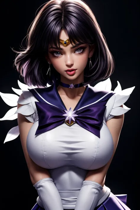 Sailor Saturn, bimbo transformation, breast expansion, hip widening, ass expansion, look of surprise, on knees, arched back, blushing, pleasure, high detail, Masterpiece, absurdres, fine detail, HDR,highly deta