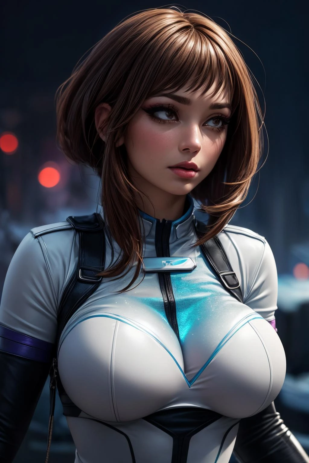 (ultra realistic,32k,RAW photo:1.1),(high detailed skin:1.1), 8k uhd, dslr, high quality, film grain,(makeup, mascara:1.1) , lips,(thick\lips\),
,(shiny glossy translucent clothing:1.1), <lora:uraraka_ochako:0.7>uraraka_ochako, school uniform, sidelocks, , (huge breast:0.9), <lora:add_detail:0.85>,
Reaching high with both hands,
(busty:1.1) , (chubby:0.1),(Specular highlight iridescence :1.1),<lora:LowRA:0.4>, dark theme ,frostfire peaks, icy flames, frozen landscapes, battleground of ice and fire, ,(glowing lights background:1.1)