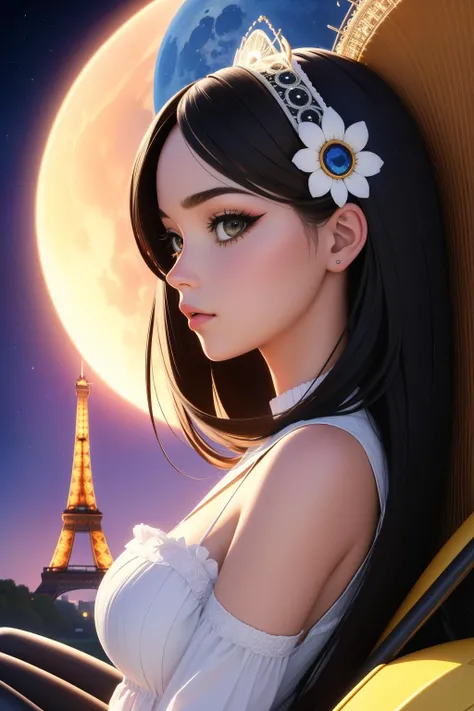 1girl, (dark art stylized by Donald Pass:1.0) , grand Digital art, Bauhaus Art, majestic, intricate details, side-profile of a Dominican ([sprouts:Lawn mower:3]:1.3) , it is very Depressing and Symmetrical, it is anthropomorphic with a face, it is made from Moon, Old Eiffel Tower in background, dense fauna and Supernova in background, Sunny, soft focus, Contemporary, Cozy, Lens Flare, F/14, Technicolor, sloppy strokes, de dia los muertos, ultra high res, UHD, sad, fantasy