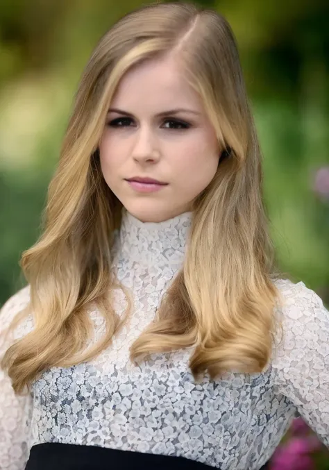 erin moriarty (sharp focus:1.2), photo, attractive young woman, (beautiful face:1.1), detailed eyes, luscious lips, (bold red lip colour:0.85), (medium breasts:1.0), (slim body:1.2), (long hair:1.2), wearing (peplum dress:1.2) in a (botanical garden:1.2). (moody lighting:1.2), depth of field, bokeh, 4K, HDR. by (James C. Christensen:1.2|Jeremy Lipking:1.1). <lora:erin_moriarty_v1.1-no8-cs1-txt-mr:1>