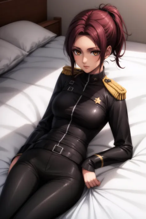 (masterpiece, best quality), <lora:Sasha Braus-lora-Faxtron:0.8> sasha blouse, brown eyes, brown hair, short ponytail, medium breasts, black paradis military uniform, long black sleeves, black pants,
<lora:add_detail:0.8>