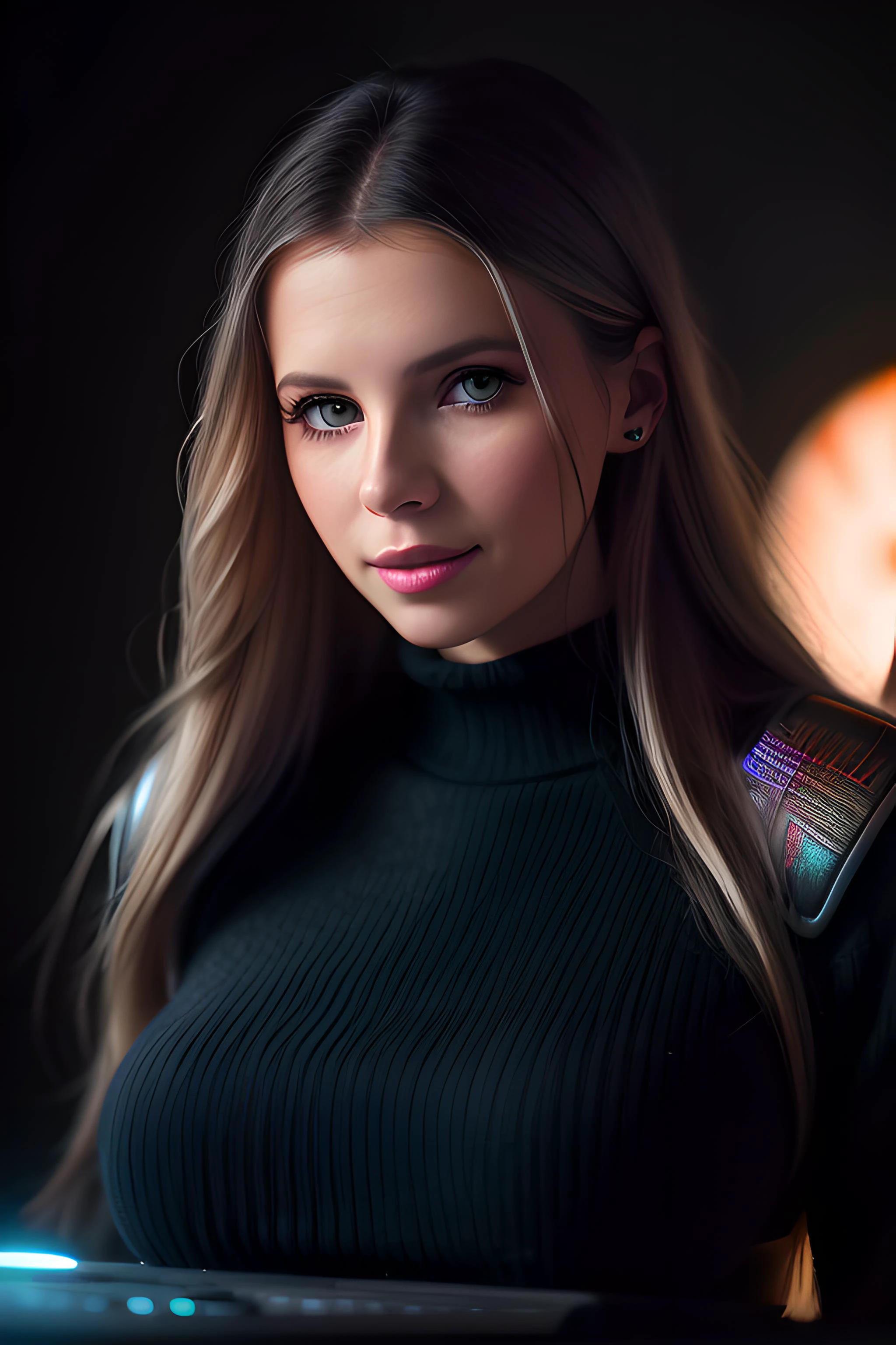 raw photo of (youngk1m:0.99), (egirl:1.3), ((streamer)), a woman, modelshoot style, (extremely detailed CG unity 8k wallpaper), photo of the most beautiful artwork in the world, professional majestic oil painting by Ed Blinkey, Atey Ghailan, Studio Ghibli, by Jeremy Mann, Greg Manchess, Antonio Moro, trending on ArtStation, trending on CGSociety, Intricate, High Detail, Sharp focus, dramatic, photorealistic painting art by midjourney and greg rutkowski, (pc gaming room at home:1.2), ((e-girl sweater)), ((multi coloured lighting on wall and ceiling:1.2)), (underboob:1.3), (big smile look on her face: 1.3), ((speaking into a condenser microphone :1.4)), ((high end pc on desk:1.3)), (looking at viewer:1.4), (detailed pupils:1.3), (closeup:1.2), (face light), (seductive:1.3), (seductive face, seductive look), (eye shadow), dark eyeliner, (full lips:1.2), (parted lips:1.3) (high detailed skin:1.2), 8k uhd, dslr, soft lighting, high quality, film grain, Fujifilm XT3 sharp focus, f 5.6, dimly lit, rim light, <lora:epiNoiseoffset_v2:1.2>