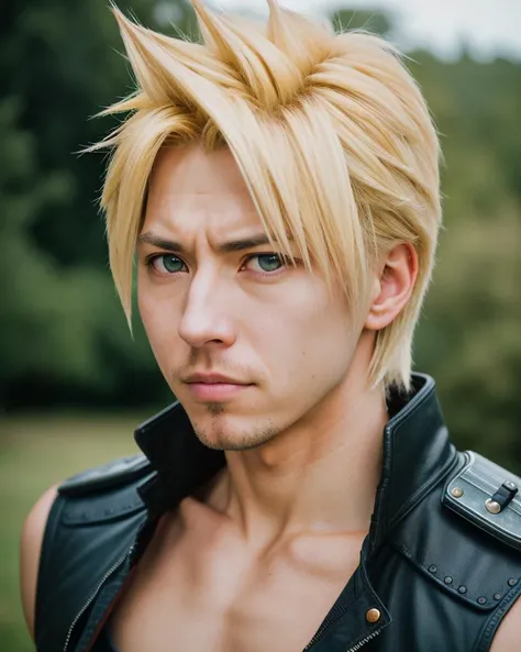 mid shot portrait photo of cloud strife
highly detailed, realistic analog style photography