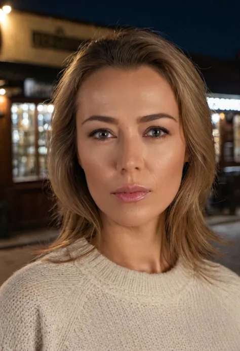 medium head shot, <lora:Iveta:0.8> , solo, photo of Iveta, a woman, wearing a sweater, standing outside a pub, night time, dark, (sharp forcus, highly detailed, 4k, 8k, best quality, masterpiece, ultra highres:1)