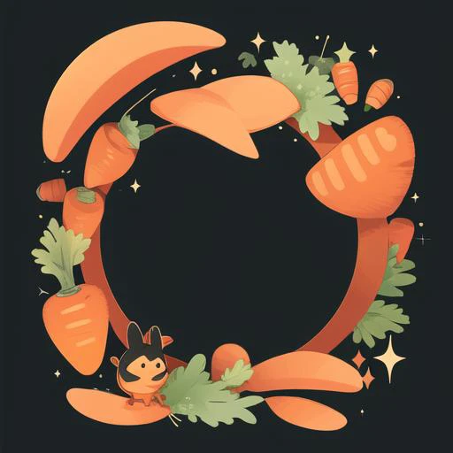 circle avatarframe <lora:circle_frame_v1:1>, black background,no human, carrot,rabbit,cute,sparkle