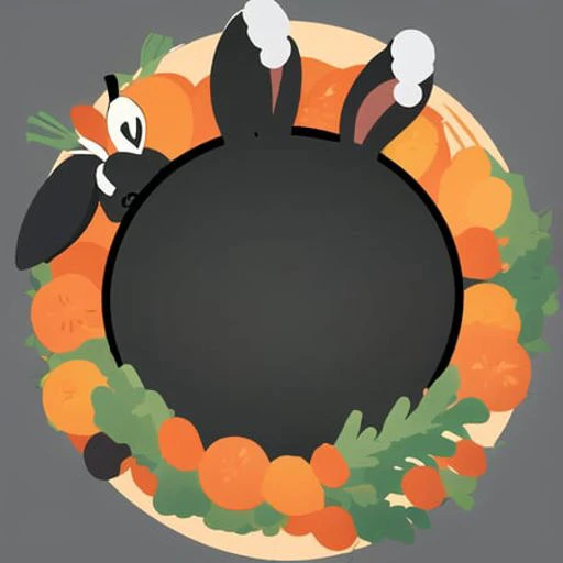 circle avatarframe,  black background,rabbit, carrot,  <lora:circle_frame_v2-000008:1>,no person