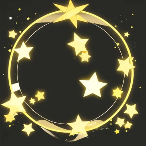 circle avatarframe, black background, star \(symbol\), yellow theme, gold <lora:circle_frame_v2:1>,no person