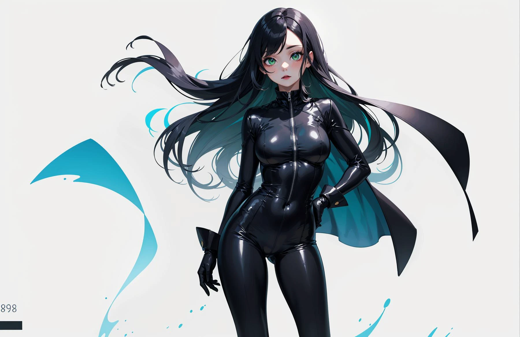 1girl,full body,bow,grey hair,standing,looking at viewer,blush,simple background,white background,score_9,score_8_up,shego, green eyes, pale skin, long black hair, black lipstick, green and black bodysuit, gloves,
<lora:Add Detail:0>,
<lora:Lgirl Slider:-1> ,