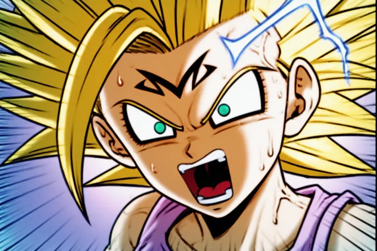 source_anime, score_9, score_8_up, score_7_up, anime screencap,8k, absurd res,
bra \(dragon ball\), solo, looking at viewer, blonde hair, 1girl, green eyes, upper body, v-shaped eyebrows, tears, blood, frown, ponytail, portrait, serious, injury, blood on face, yellow aura, bruise, blood from mouth, super saiyan
<lora:bra_pony_v1:0.8>
