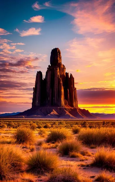 [Natural Landscape Photography Awards #1 landscape photo] of ((Shiprock, New Mexico))BREAK(ð phi golden ratio photo composition)(pleasantly saturated very detailed rich mid-level contrast)(stunning colorful clouds), [ground level camera angle], (Shiprock is framed against a red, orange, yellowing, and stark purple sky at sunset) BREAK [large format bellows camera with Short-Throw Zoom Lens] in the style of [Max Rive] [post-processing: oversharpen, expert dodge and burn, ISO 400 color film noise, corner darken vignette]<lora:add_brightness:.6> <lora:detailSliderALT2:.6> <lora:HDhelper:.6>