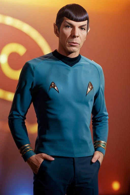 portrait of Spock, dancing at a disco, bokeh background, simple background, (highly detailed skin:1.0), (masterpiece:1.2) (photorealistic:1.2) (bokeh) (best quality) (intricate details) (8k) (HDR) (analog film) (canon d5) (cinematic lighting) (sharp focus), <lora:Spock:0.7>
