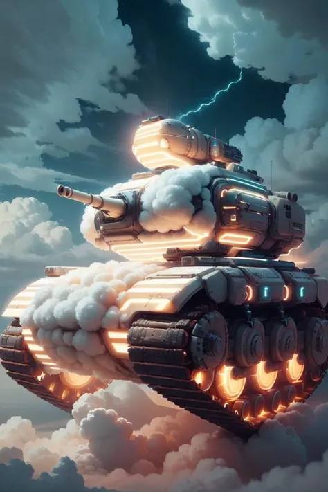 scifi tank made of cotton, (made from clouds), cloudtech, fluffy clouds and tech, (cotton puff), scifi lightning lights, wind, inner glow, glowing, scifi <lora:PlushTech:0.7> plushtech <lora:Pyramid lora_Ghibli_n3_0.7+Pyramid lora_Ghibli_v2_0.3:0.3> <lora:SaltTech:0.2> salttech, <lora:NeoFuturisticTech:0.3> neotech