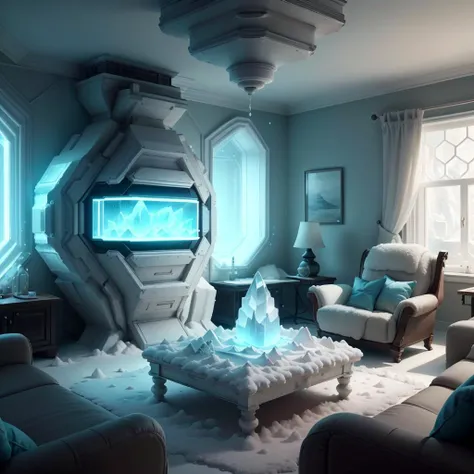 <lora:SaltTech-20:0.8>, salttech , scifi, glowing, inner glow, pure ,crystalline,
living room,
