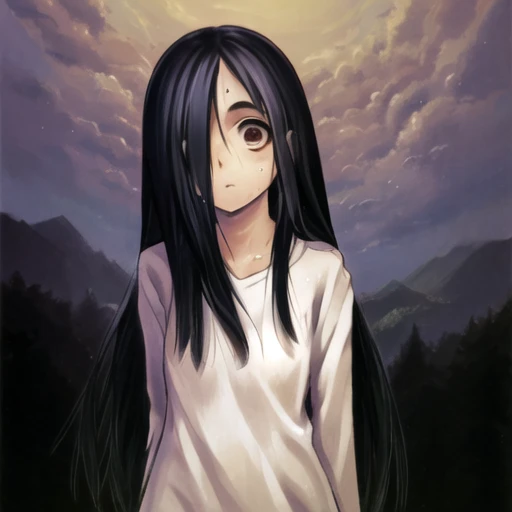 masterpiece, best quality, sweat,(sadako_yamamura), <lora:Sadakobest:1>, <lora:lainartstyle(lowCFG):1>,