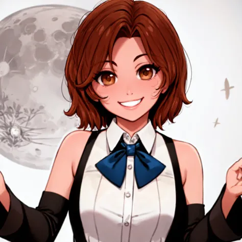 brown eyes, colorful, ((straight-on)), mature aged-up solo 1girl, detached sleeves, bowtie, brooch, belt, (magical girl style:0.4), (cardcaptor sakura style:0.4), short hair, seductive smile, night sky, full moon, (robes:0.7),
<lyco:lora:1.0> fellatrix_style, white_background,