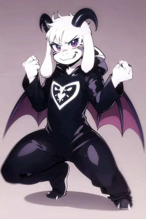 1boy, manga, <lora:asriel-30:0.8>, demon, angry, angry smile, horns, demon wings