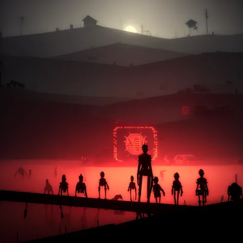 kentucky route zero style: photo, a virus turns humanity into mutants <lora:kentuckyRouteZero_sd21:1> (renderzoov21:1)