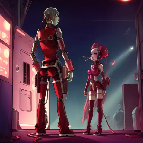 a robot standing<lora:Sky_Doll_v1:1> skd0llstl