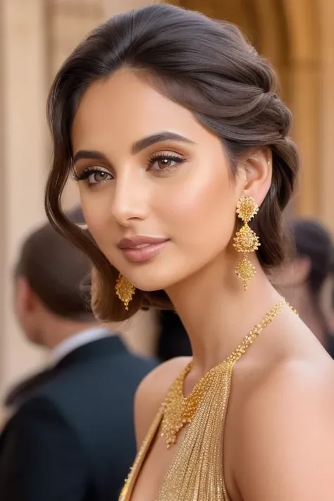 (highly detailed skin), gorgeous, (golden hour), glamorous, gala, earrings, necklace,
carinazavline <lora:carinazavline_v3:0.95>, (conservative dress:1.1)