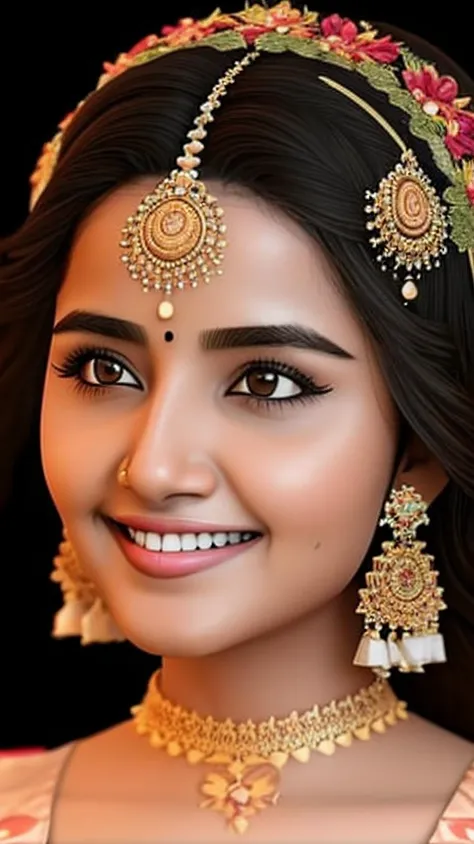 a women anupama , smile, princess style outfit (soothing tones:1.25), (hdr:1.25), (artstation:1.2), dramatic, (intricate details:1.14), (hyperrealistic 3d render:1.16), (filmic:0.55), (rutkowski:1.1), (faded:1.3) <lora:anupama_model:1>