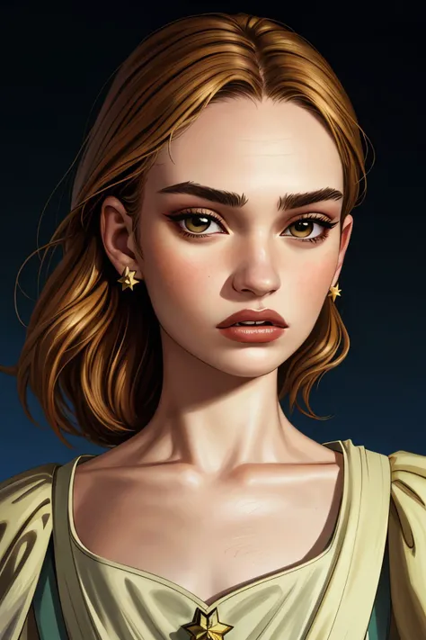 vexel style portrait of realistic photo of <lora:sd15_LilyJames_locon_64_v1-000016:1> LilyJames, face, eyes, star symbols