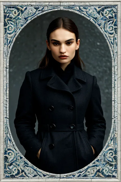 (style of Eugne Atget:1.15), mosaic style portrait of <lora:sd15_LilyJames_locon_64_v1-000016:1> LilyJames, face, eyes, winter symbols
