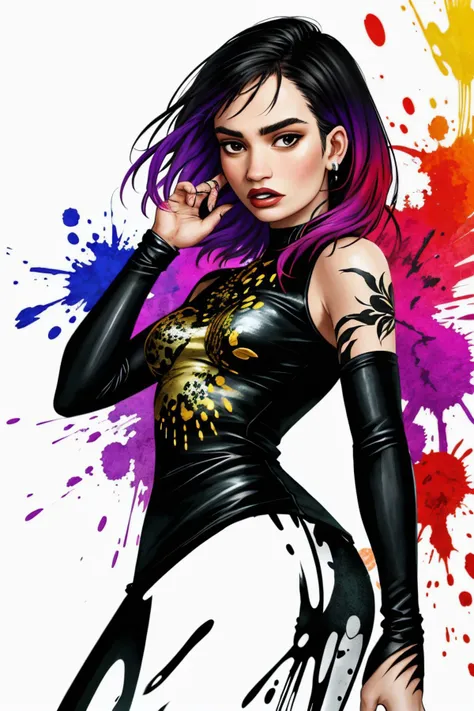 realistic photo of <lora:sd15_LilyJames_locon_64_v1-000016:1> LilyJames, ink splash, colorful,