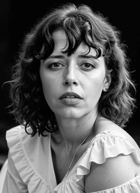 standing, indoors,  photo portrait, devious, beautiful,
<lora:Au4r3yH:0.75>, ((Au4r3yH)) woman, short curly brown hair, grey green eyes,
analog film photo, simple foggy background, looking at the viewer, stern, 1girl, solo,