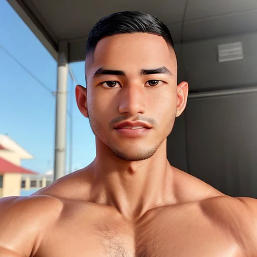 Face of syahnk, half body portrait, 8K UHD, Studio lighting, photoshoot , muscular ,Mr physique, ( latino male :1.3), high detailed face, outdoor photoshoot,oiled skin, glowing, high detailed face, high detailed skin,HD, RAW photo, subsurface scattering , shredded, (golden tanned skin), smirked face, open mouth,HDR, shadow,dark theme, Military haircut, buff,beefy, realistic I